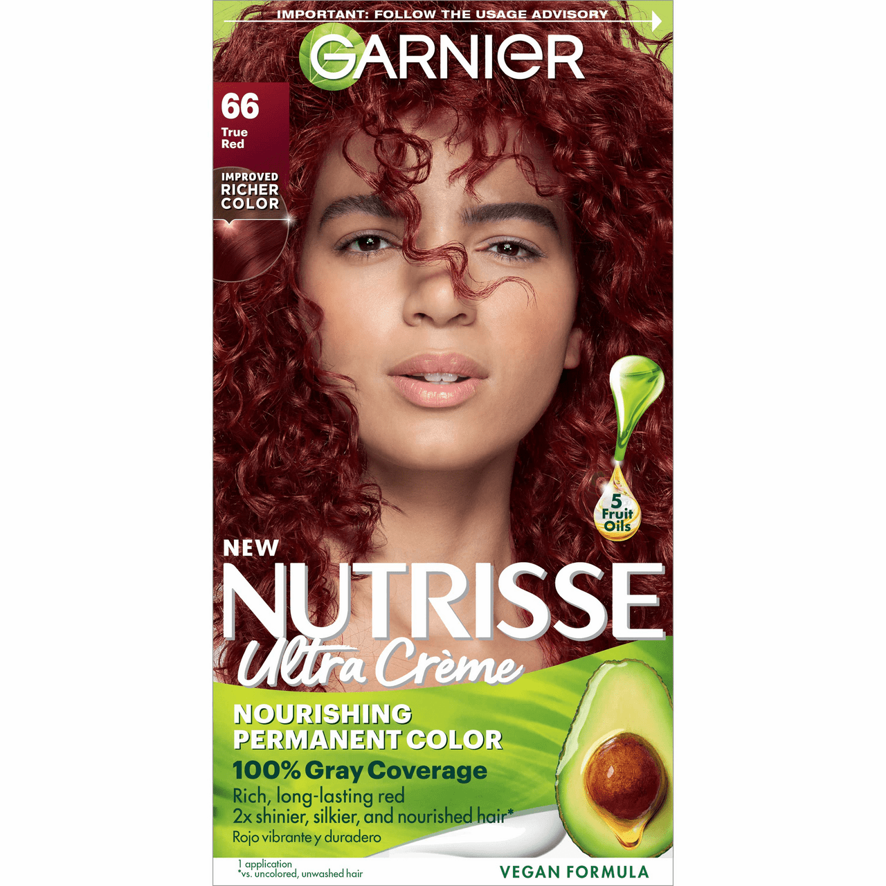 Garnier Nutrisse Permanent Creme Haircolor #66 True Red, 1 Ea